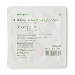 Med Vet International&nbsp;McKesson Sterile x-Ray Detectable Gauze Sponge, 16-Ply, 4 x 4 Inch, 16-42446, 10/Tray