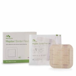 Med Vet International Thin Foam Dressing Mepilex Border Flex Lite 4 X 4 Inch With Border Film Backing Silicone Adhesive Square Sterile, 581300, 5/Box
