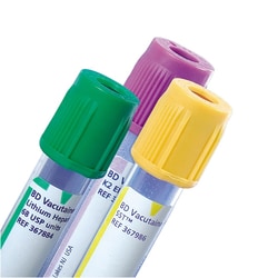 Med Vet International BD Vacutainer Venous Blood Collection Tube, Lithium Heparin Additive, 4 mL, Hemogard™ Closure Plastic Tube, 100/Box