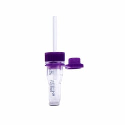 Med Vet International Safe-T-Fill Capillary Blood Collection Tube K2 EDTA Additive 125 µL Pierceable Attached Cap Plastic Tube, 076011, 500/Case