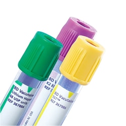 Med Vet International BD Vacutainer Venous Blood Collection Tube, Sodium Heparin Additive, 4 mL, Hemogard™ Closure Plastic Tube, 100/Box