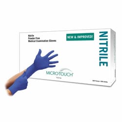 Med Vet International&nbsp;Exam Glove Micro-Touch Nitrile Small NonSterile Nitrile Standard Cuff Length Textured Fingertips Blue Chemo Tested, 6034301, 200/Box