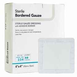 Med Vet International Adhesive Dressing DermaRite Bordered Gauze 4 X 4 Inch Square NonSterile, 00255, Each
