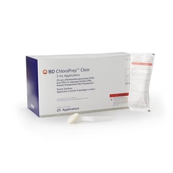 Med Vet International Skin Prep Solution, ChloraPrep™, Clear, 3mL, Foam Applicator, 2%/70% Strength, Chlorhexidine Gluconate/Isopropyl Alcohol, Sterile, 930400, 25/Carton