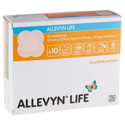 Med Vet International&nbsp;Allevyn Life Silicone Adhesive with Border Silicone Foam Dressing, 5¾ x 5¾ Inch, Sterile, 66801068, 50/Case