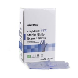 Med Vet International McKesson Confiderm STR Nitrile Exam Glove, Medium, Blue, 14-6NSTR4, Pair