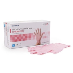 Med Vet International McKesson Pink Nitrile Nitrile Exam Glove, Large, Pink, 14-6NPNK6, 2500/Case