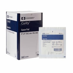 Med Vet International Gauze Sponge Curity™ 4 X 4 Inch, 1 per Pack, Sterile 12-Ply Square, 6309, 1200/Case