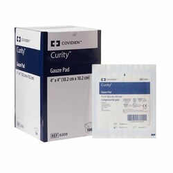 Med Vet International&nbsp;Gauze Sponge Curity&trade; 4 X 4 Inch, 1 per Pack, Sterile 12-Ply Square, 6309, 100/Carton