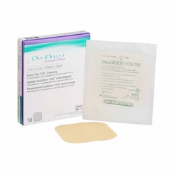 Med Vet International Thin Hydrocolloid Dressing DuoDERM Extra Thin 4 X 4 Inch Square, 187955, 10/Box