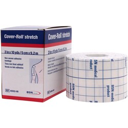 Med Vet International&nbsp;Cover-Roll Stretch Nonwoven Polyester Dressing Retention Tape, 2 Inch x 10 Yard, White, 45552, 12/Case