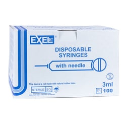 Med Vet International Exel Syringe & Needle, 3mL, Luer Lock, 22G X 3/4