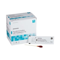 Med Vet International McKesson Impregnated Swabstick, 10% Strength, Povidone Iodine, Individual Packet, 986, 500/Case