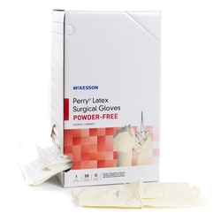 Med Vet International McKesson Perry Performance Plus Surgical Glove, Size 7.5, Cream, 20-1075N, 1 Pair