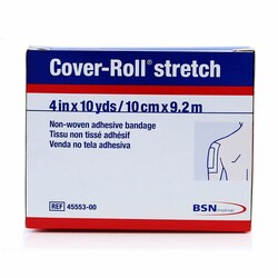 Med Vet International&nbsp;Cover-Roll Stretch Nonwoven Polyester Dressing Retention Tape, 4 Inch x 10 Yard, White, 45553, 1/Box