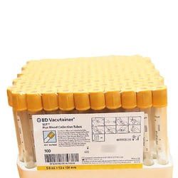 Med Vet International BD Vacutainer Plus Venous Blood Collection Tube Clot Activator / Separator Gel Additive 5 mL BD Hemogard™ Closure Plastic Tube, 367986, 100/Box