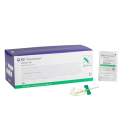 Med Vet International&nbsp;BD Vacutainer Safety-Lok&trade; Blood Collection Set, 21 Gauge, 3/4 Inch Needle Length, Safety Needle, 7 Inch Tubing, Sterile, 50/Box