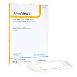Med Vet International&nbsp;DermaView II&trade; Transparent Film Dressing with Border, 6½ x 8-3/8 Inch, Sterile, 00254E, 10/Box