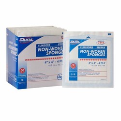Med Vet International Nonwoven Sponge Clinisorb 4 X 4 Inch, Sterile 4-Ply Square, 7444, 2/Pack, 50 Packs