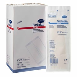 Med Vet International&nbsp;Abdominal Pad Sorbalux ABD 8 X 10 Inch, 1 per Pouch, Sterile 1-Ply Rectangle, 48720000, 16/Box