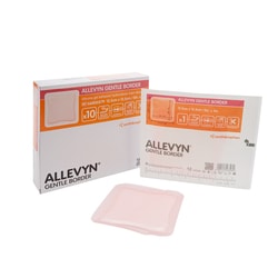 Med Vet International&nbsp;Allevyn Gentle Border Silicone Foam Dressing, 5 x 5 Inch, Sterile, 66800279, 10/Box