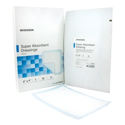 Med Vet International&nbsp;McKesson Super Absorbent Dressing, 6 x 9 Inch, Sterile, 61-89569, 10/Box