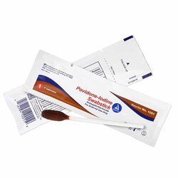 Med Vet International Impregnated Swabstick 10% Strength Povidone Iodine Individual Packet NonSterile, 1201, 50/Box