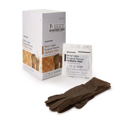Med Vet International McKesson Perry Latex Surgical Glove, Size 7.5, Brown, 20-1375N, 400/Case
