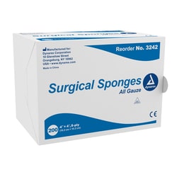 Med Vet International Dynarex Gauze Sponge, 4 x 4 Inch, 8-Ply, 3242, 200/Pack