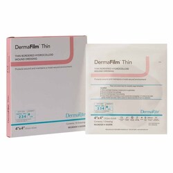 Med Vet International Thin Hydrocolloid Dressing DermaFilm 4 X 4 Inch Square With Border, 00259E, Each