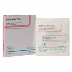 Med Vet International Thin Hydrocolloid Dressing DermaFilm 4 X 4 Inch Square With Border, 00259E, 10/Box