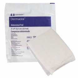 Med Vet International&nbsp;Abdominal Pad Dermacea&trade; 5 X 9 Inch, NonSterile Rectangle, 6196D, 880/Case