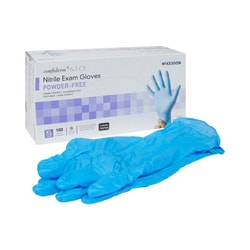 Med Vet International&nbsp;McKesson Confiderm 6.5CX Extended Cuff Nitrile Extended Cuff Length Exam Glove, Extra Large, Blue, NonSterile, 14-680C, 1000/Case
