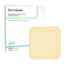 Med Vet International&nbsp;Foam Dressing DermaLevin 6 X 6 Inch With Border Waterproof Backing Hydrocolloid Adhesive Square Sterile, 00285E, 10/Box