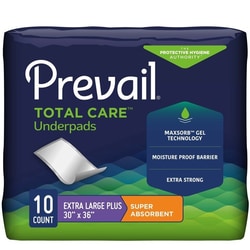 Med Vet International Prevail Total Care™ Super Absorbent Polymer Disposable Underpad, 30 x 36in, PV-410, 10/Bags