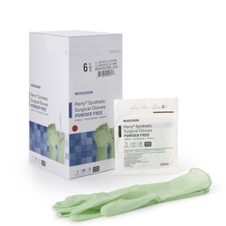 Med Vet International&nbsp;McKesson Perry Performance Plus Polyisoprene Surgical Glove, Size 6.5, Green, 20-2065N, 400/Case