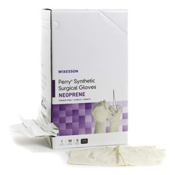 Med Vet International&nbsp;McKesson Perry Synthetic Surgical Gloves Polychloroprene Surgical Glove, Size 6.5, Cream, 20-2665N, 50 Pairs
