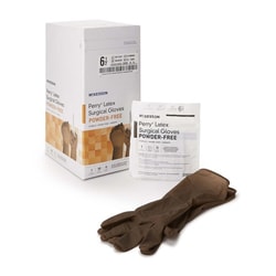 Med Vet International&nbsp;McKesson Perry Latex Surgical Glove, Size 6.5, Brown, 20-1365N, 200 Pairs
