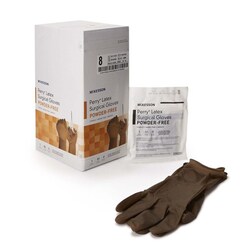 Med Vet International&nbsp;McKesson Perry Latex Surgical Glove, Size 8, Brown, 20-1380N, 400/Case