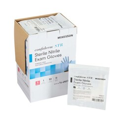 Med Vet International&nbsp;McKesson Confiderm STR Nitrile Exam Glove, Small, Blue, 14-6NSTR2, Pair