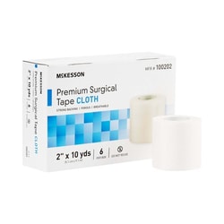 Med Vet International McKesson Silk-Like Cloth Medical Tape, 2 Inch x 10 Yard, White, 100202, 60/Case