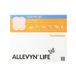 Med Vet International&nbsp;Foam Dressing Allevyn Life 6-1/16 X 6-1/16 Inch With Border Film Backing Silicone Gel Adhesive Quadrilobe Sterile, 66801069, 10/Box