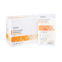 Med Vet International&nbsp;McKesson Nonsterile Cotton-Tip Swabsticks, 3 Inch, 24-103, 100/Bag