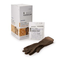 Med Vet International&nbsp;McKesson Perry Latex Surgical Glove, Size 6, Brown, 20-1360N, 50 Pairs
