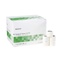 Med Vet International McKesson Paper Medical Tape, 1 Inch x 1-1/2 Yard, White, 16-47310S, Each