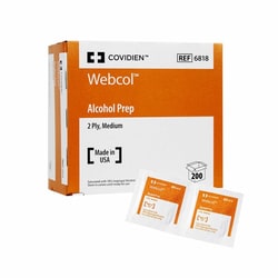 Med Vet International Alcohol Prep Pad Webcol™ 70% Strength Isopropyl Alcohol Individual Packet Medium Sterile, 6818-1, 200/Box