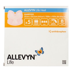 Med Vet International&nbsp;Foam Dressing Allevyn Life 9-4/5 X 9-9/10 Inch With Border Film Backing Silicone Gel Adhesive Heel Sterile, 66801304, 30/Case