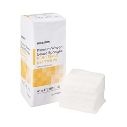 Med Vet International McKesson NonSterile USP Type VII Gauze Sponge, 12-Ply, 4 x 4 Inch, 42422000, 200/Pack