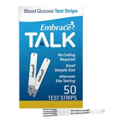 Med Vet International&nbsp;Embrace TALK Blood Glucose Test Strips, APX03AB0303MO, 50/Box