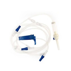 Med Vet International&nbsp;McKesson IV Pump Set, 10 Drops / mL Drip Rate, 110 Inch Tubing, 3 Ports, TCBINF6537-A, 50/Box